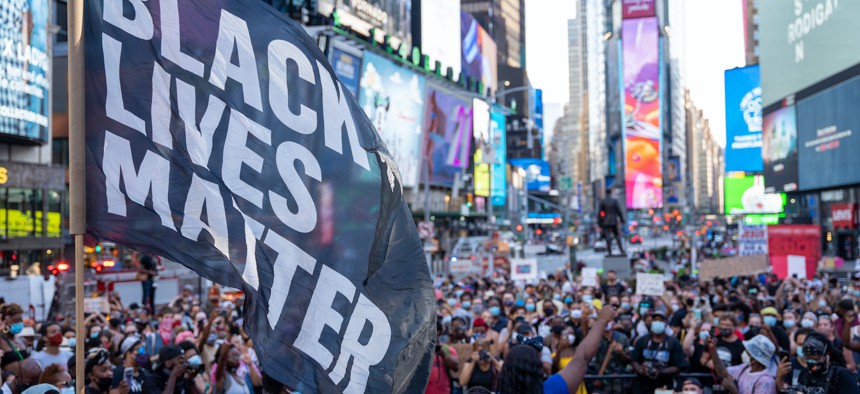 Black Lives Matter protestors in Times Square on July 26th.