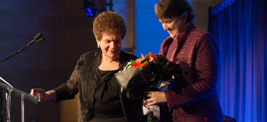 Sister Paulette LoManco, former executive director of Good Shepherd Services, and Michelle Yanche, current executive director of Good Shepherd Services.