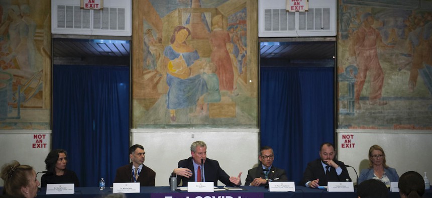 Mayor Bill de Blasio holds a media availability on COVID-19.