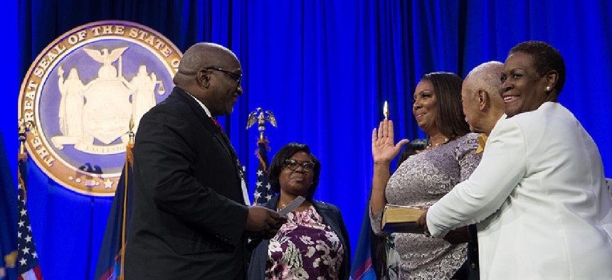 New York Attorney General Letitia James was sworn into office on Jan. 1 at a ceremony held on Ellis Island. In that role, she will oversee the state Charities Bureau.