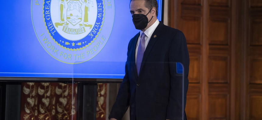 Gov. Andrew Cuomo wearing a mask.