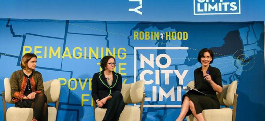 Panelists at Robin Hood's No City Limits conference on February 13. 
