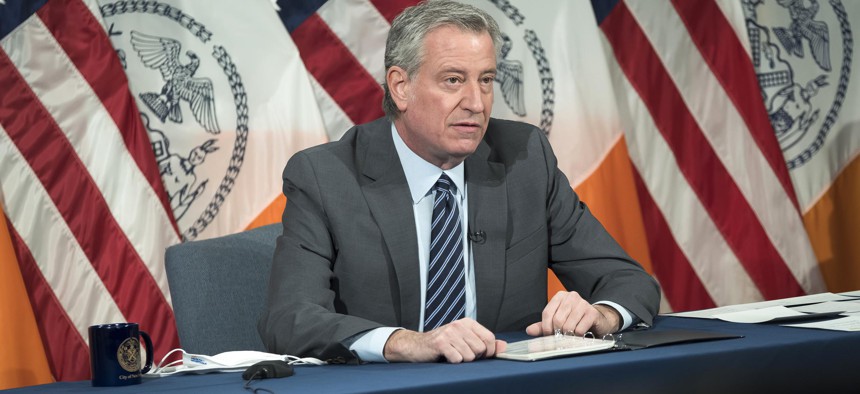 New York City Mayor Bill de Blasio announced his proposal to require contractors to hire low-income workers in August.