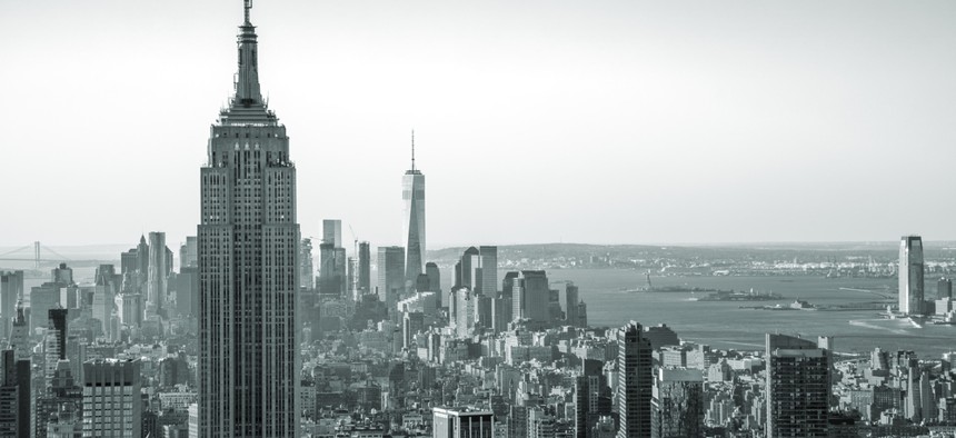 An aerial view of New York.