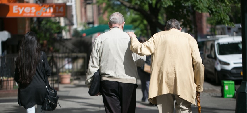 Seniors walking in New York City. 