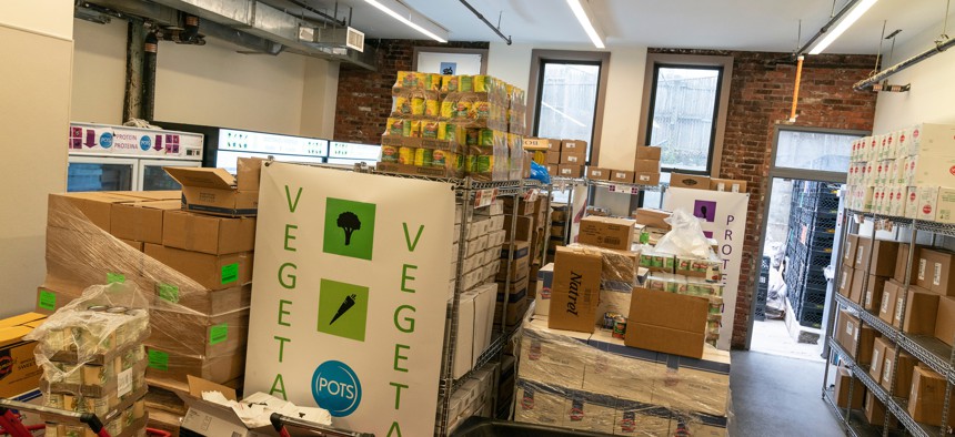 Donated food at a New York City food pantry.