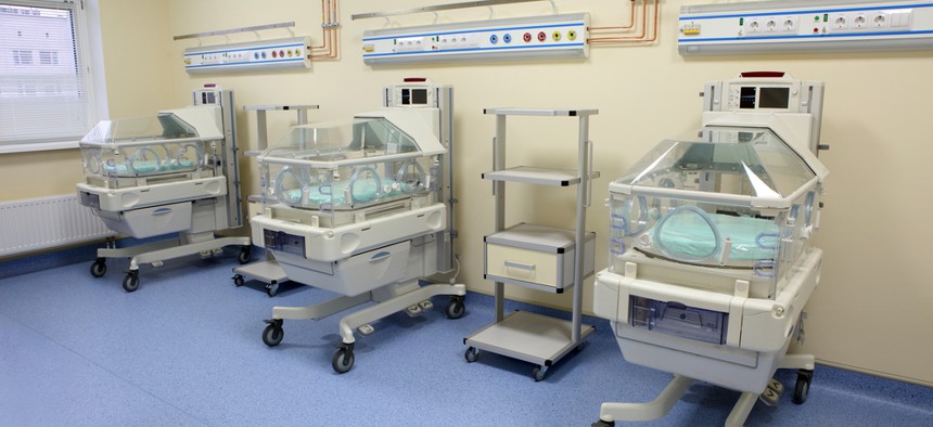 A maternity ward in a hospital.