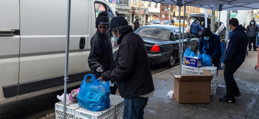 Food distribution in New York.