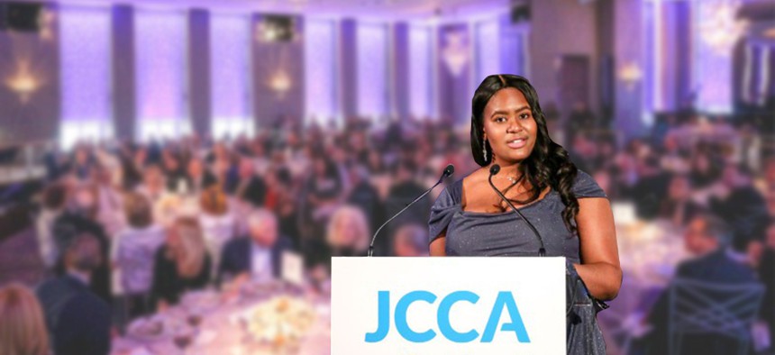 Woman speaks at JCCA event