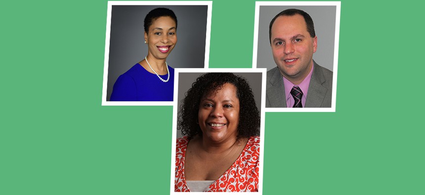 The nonprofit SCO Family of Services has three new executives: Jennifer Outlaw (top left) Stephen Mack (top right) and Madeline Martinez (bottom)