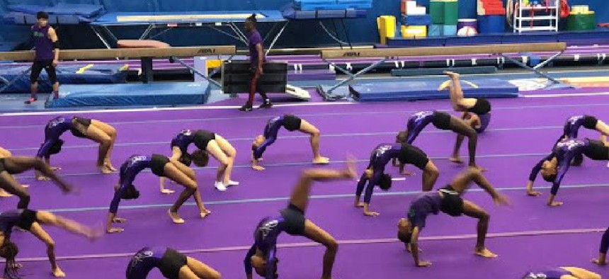 Gymnasts ages three to 17 years old from the Wendy Hilliard Gymnastics Foundation showed their stuff on June 2 at the annual Showtime in Harlem.