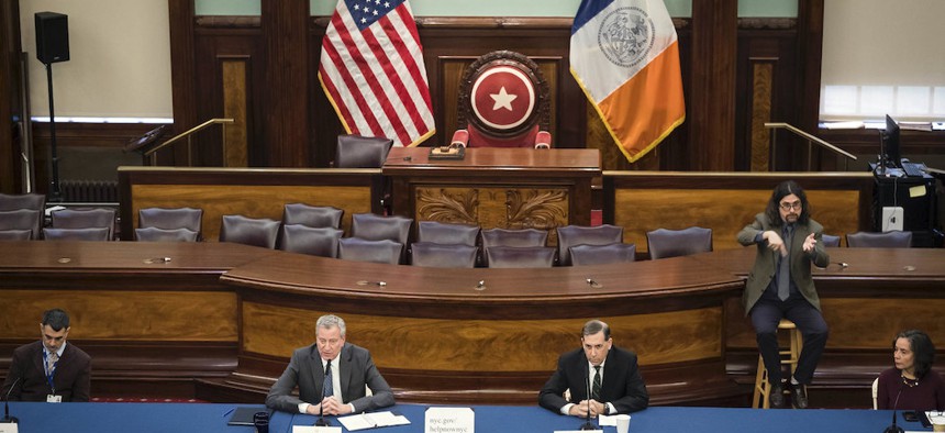 NYC Mayor Bill de Blasio holds a media availability on the coronavirus.
