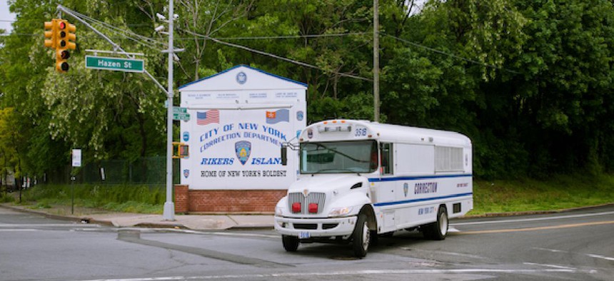 The entrance to Rikers Island.