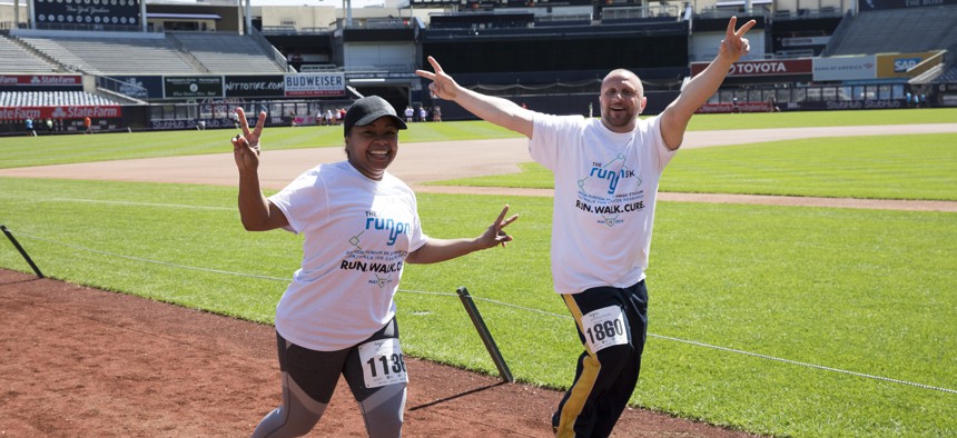 Past participants of the Damon Runyon Cancer Research 5K Race at Yankee Stadium