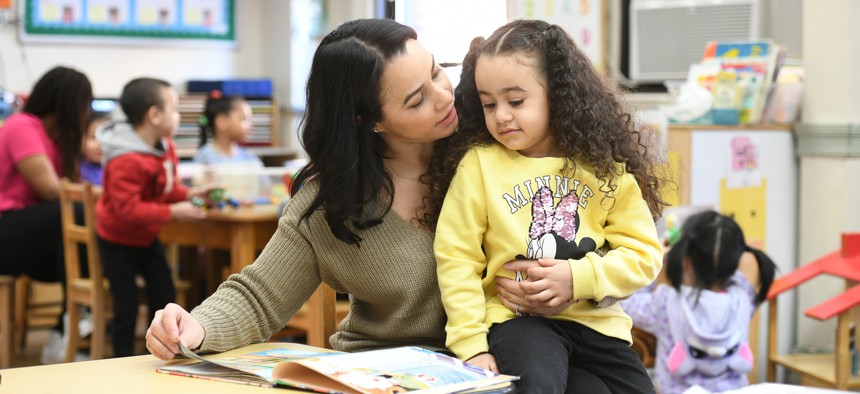 An image taken from University Settlement's Butterflies early childhood mental health program, which engages children under five and their caregivers as they build and maintain healthy relationships.