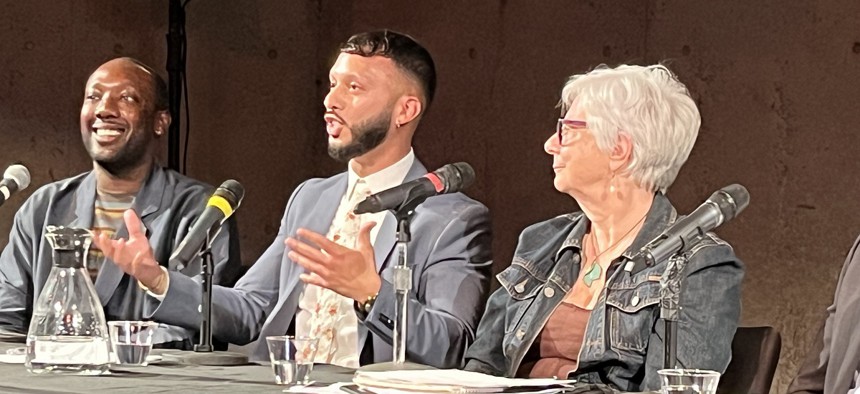 "There is a need for behavioral health to be treated with the same intensity as physical health,” said Jose Cotto, senior vice president for residential treatment at the Institute for Community Living (seated between George Aumoithe and Jo-Ann Abrams).