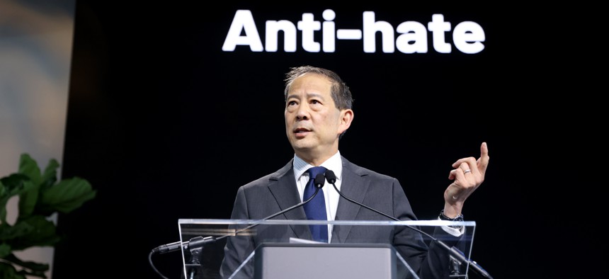 Norman Chen, CEO, The Asian American Foundation, speaks onstage during the TAAF Heritage Month Summit at The Glasshouse on May 05, 2023 in New York City. 