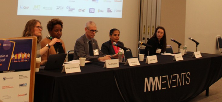 (From left to right) Allison Nickerson, Tara N. Gardner, Alexander K. Buchholz, Neela Lockel, Jodi Warren at NYN BoardCon panel
