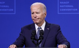 President Joe Biden speaks at the NAACP National Convention at the Mandalay Bay Convention Center on July 16, 2024 in Las Vegas. 